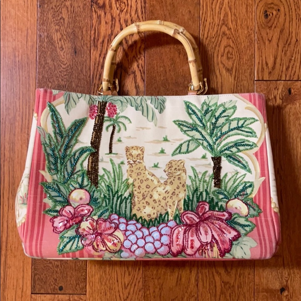 Isabella Fiore Beaded Cheetah Tote